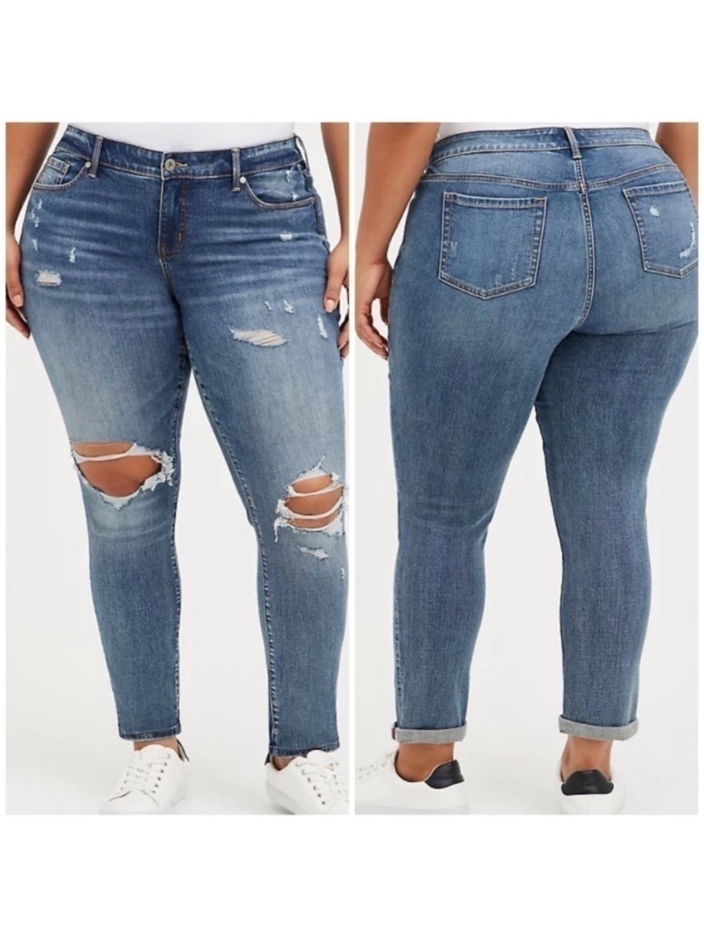 Torrid Boyfriend Straight Vintage Stretch Mid Rise Jeans in Fixin to Thrill Tall